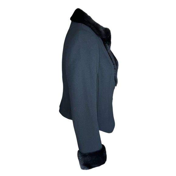 Brooks Brothers Mink Trimmed Wool Jacket Blazer with Silk Lining Size 12 - Picture 5 of 11